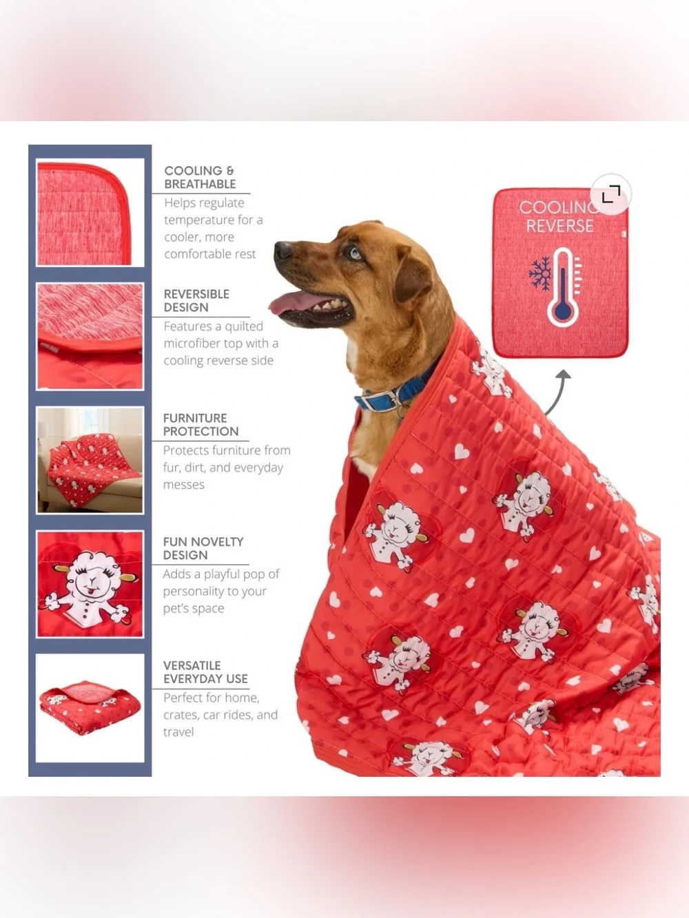 Lamb Chop Pet Cooling Throw Blanket